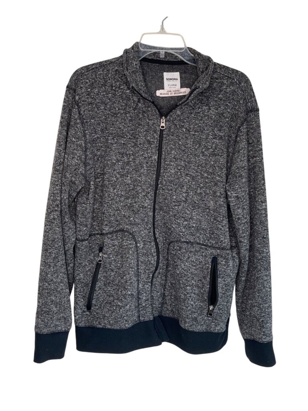 Sonoma Goods For Life Xl Gray Full-Zip Jacket With Ribbed Hem & Zippered Pockets